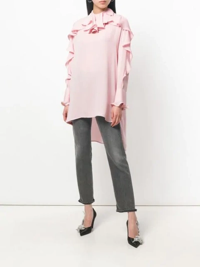 Shop Valentino Asymmetric Ruffle Blouse In Pink