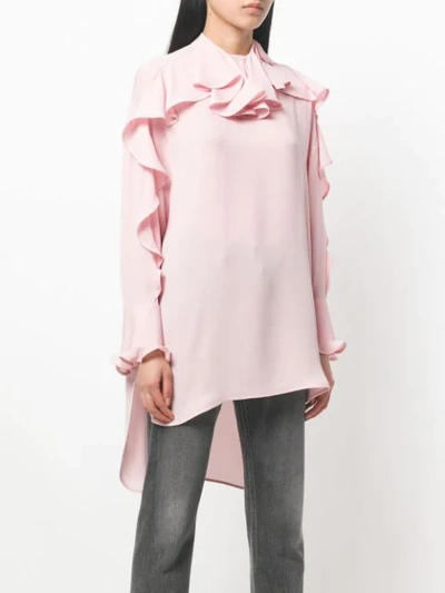 Shop Valentino Asymmetric Ruffle Blouse In Pink