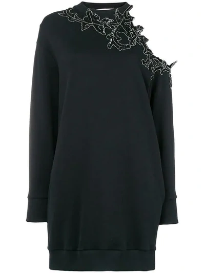 Shop Christopher Kane Sequin Flower Sweater Dress In Black