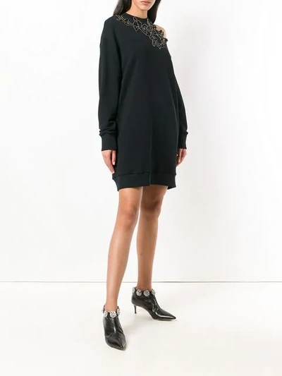 Shop Christopher Kane Sequin Flower Sweater Dress In Black