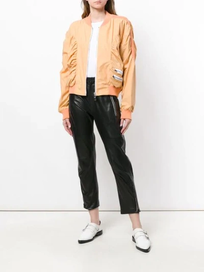 Shop Aalto Ruched Bomber Jacket In Yellow