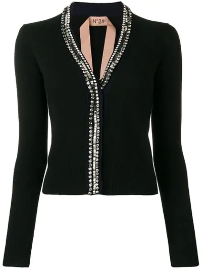 Shop N°21 Crystal Embellished Cardigan In Black