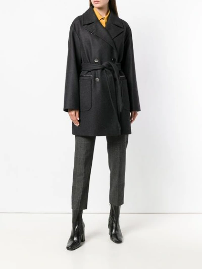 Shop Fay Double Breasted Coat In Black