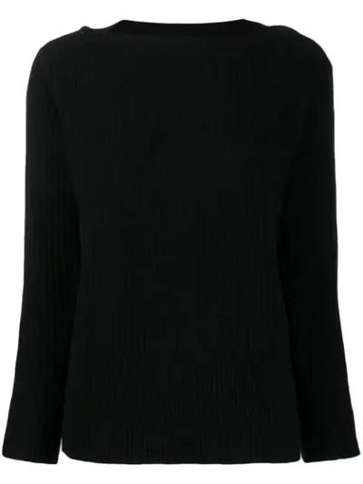 Shop Calvin Klein Button Detail Ribbed Jumper In Black