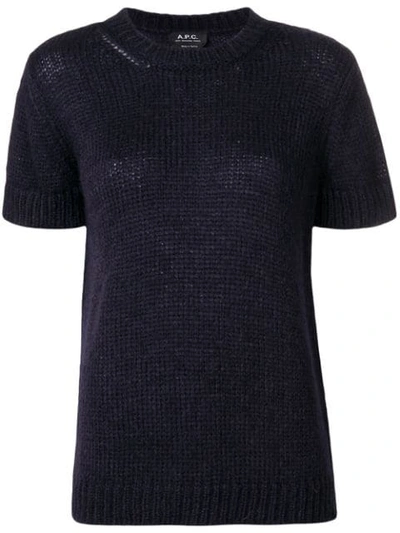 Shop Apc A.p.c. Short Sleeve Sweater - Blue