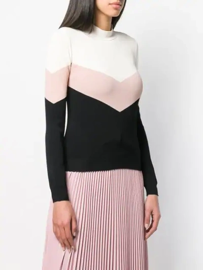 Shop Red Valentino Ribbed Knit Panelled Sweater In Black