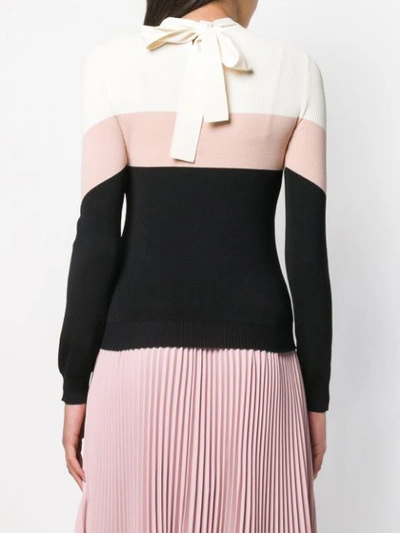 Shop Red Valentino Ribbed Knit Panelled Sweater In Black