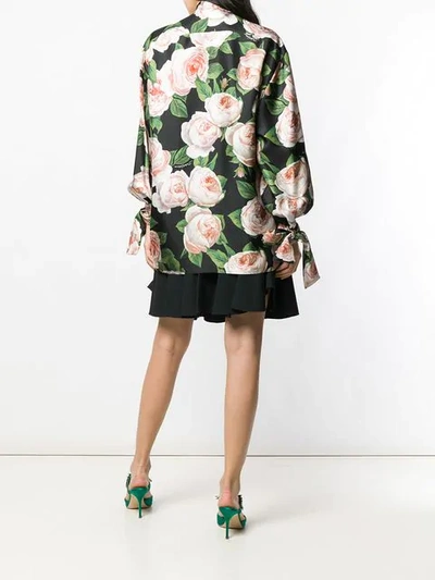 Shop Dolce & Gabbana Rose Print Blouse In Black