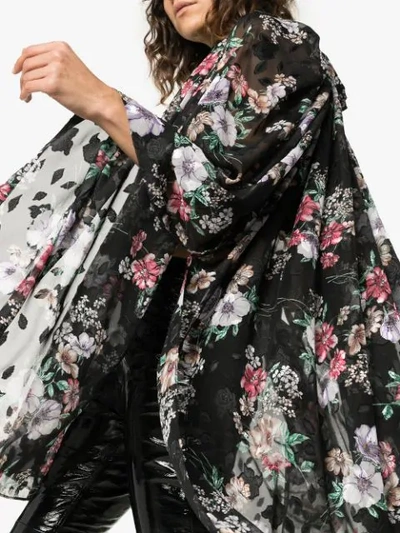 Shop Blindness Floral Print Oversized Shirt Dress - Black