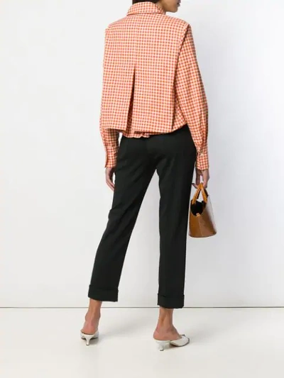 Shop Rokh Checked Back Pleat Shirt In Orange