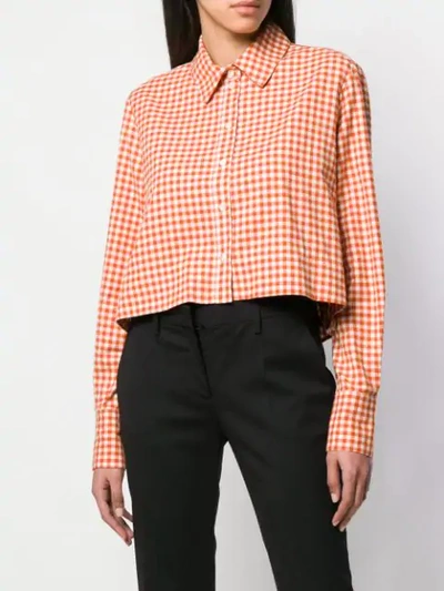 Shop Rokh Checked Back Pleat Shirt In Orange