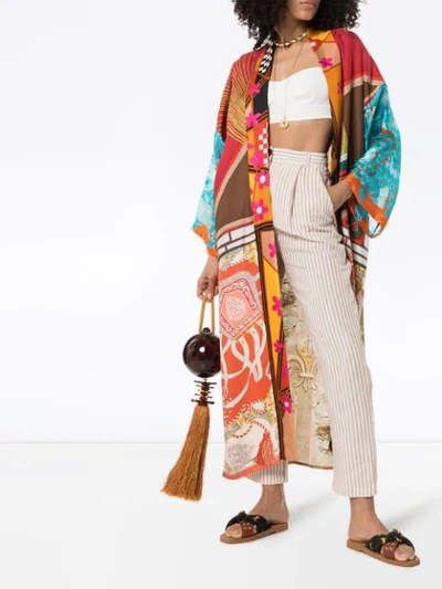 Shop Rianna + Nina Mix Print Silk Kimono Robe In Multicoloured