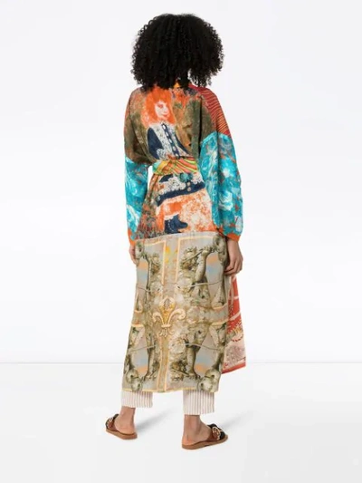 Shop Rianna + Nina Mix Print Silk Kimono Robe In Multicoloured