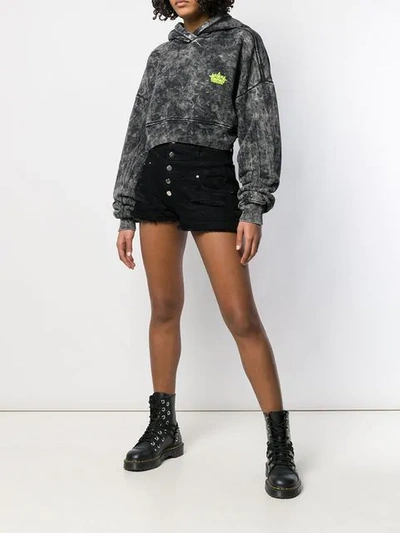 Shop Amiri Distressed Denim Shorts In Black