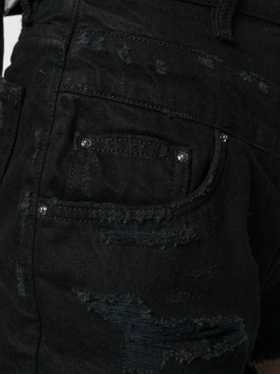 Shop Amiri Distressed Denim Shorts In Black