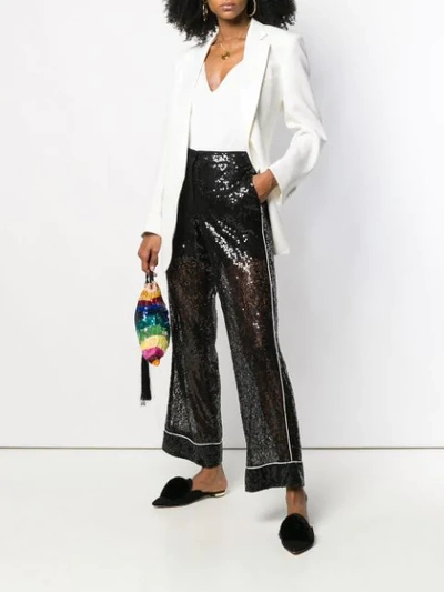 Shop In The Mood For Love Sequined Sheer Trousers - Black