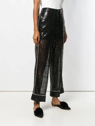 Shop In The Mood For Love Sequined Sheer Trousers - Black