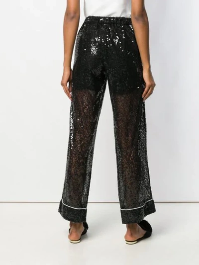 Shop In The Mood For Love Sequined Sheer Trousers - Black