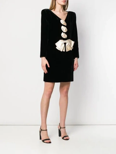 Pre-owned Valentino Structured Shoulders Mini Dress In Black