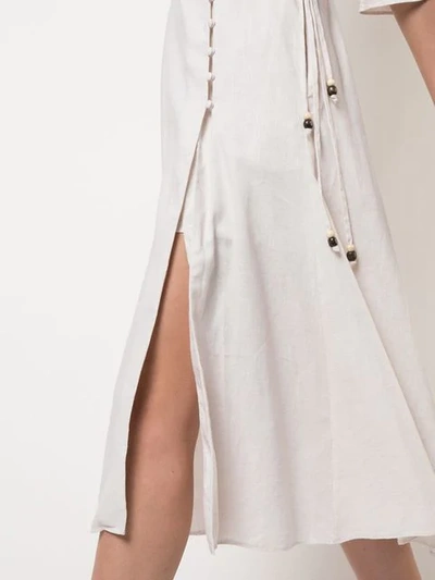 Shop Jonathan Simkhai Off-shoulder Front Slit Dress In White