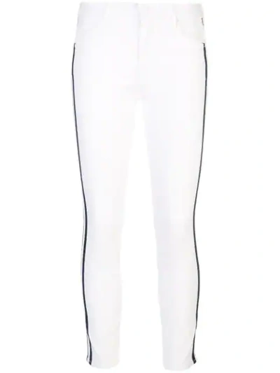 Shop Mother Side Stripes Skinny Jeans In White