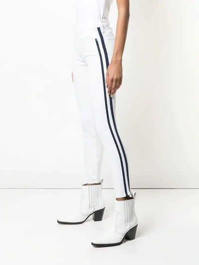 Shop Mother Side Stripes Skinny Jeans In White