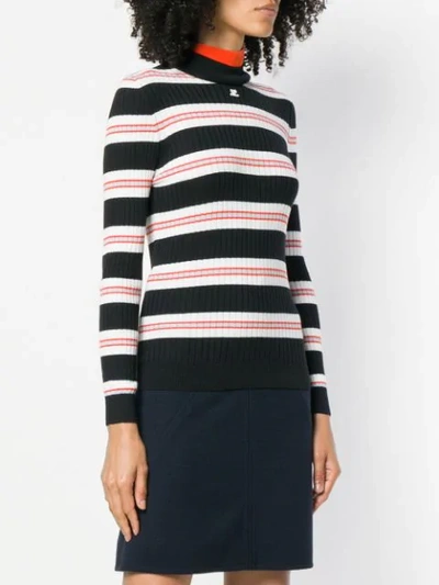 Shop Courrèges Striped Fitted Sweater - Blue