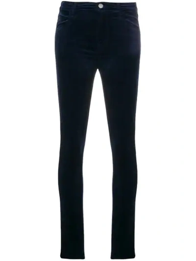 Shop J Brand Velvet Skinny Trousers In Blue