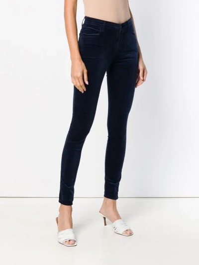 Shop J Brand Velvet Skinny Trousers In Blue