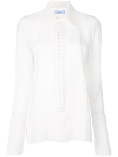 Shop Mugler Exaggerated Cuff Shirt In White