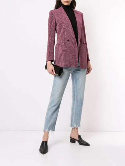 Shop Blazé Milano Glitter Double Breasted Jacket In Pink