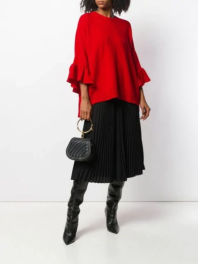 Shop Valentino Flounce Sleeve Jumper In Red