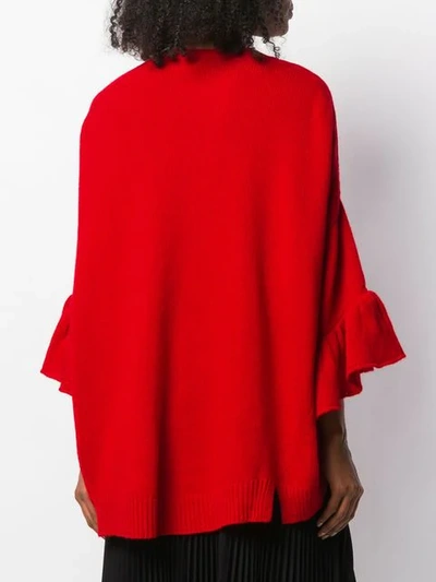 Shop Valentino Flounce Sleeve Jumper In Red