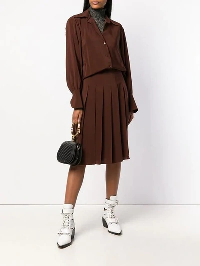 Shop Chloé Pleated Shirt Dress In Brown