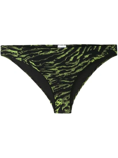 Shop Ganni Tiger Print Bikini Briefs - Green