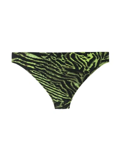 Shop Ganni Tiger Print Bikini Briefs - Green