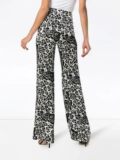 Shop De La Vali Una Printed Wide Leg Trousers In Black