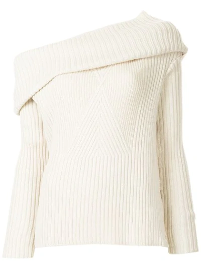 Shop Ujoh Schulterfreier Pullover In White