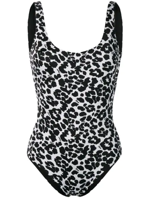 black and white leopard print swimsuit