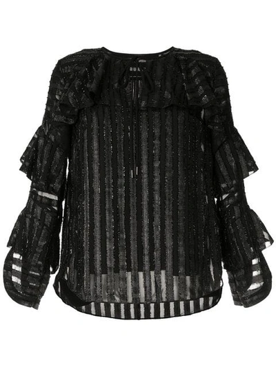 Shop Elie Tahari Mirma Striped Blouse In Black