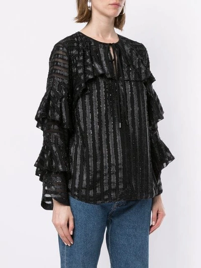 Shop Elie Tahari Mirma Striped Blouse In Black