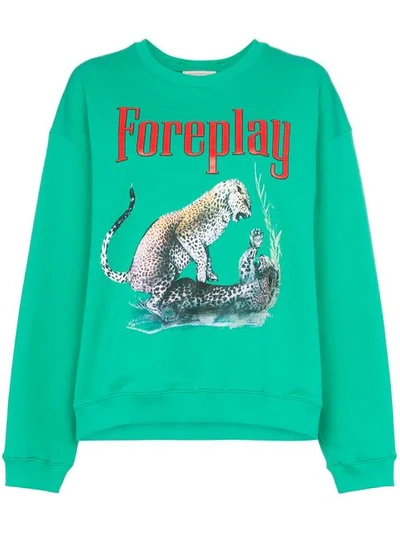 Shop Christopher Kane Sweatshirt Mit Leoparden-print - Grün In Green