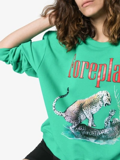 Shop Christopher Kane Sweatshirt Mit Leoparden-print - Grün In Green