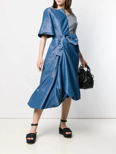 Shop Junya Watanabe Asymmetric Midi Dress In Blue