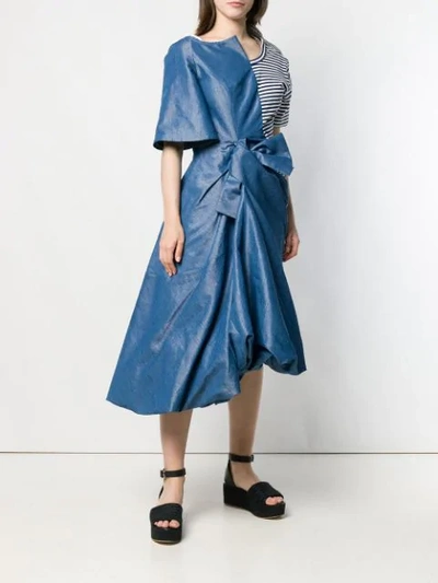 Shop Junya Watanabe Asymmetric Midi Dress In Blue