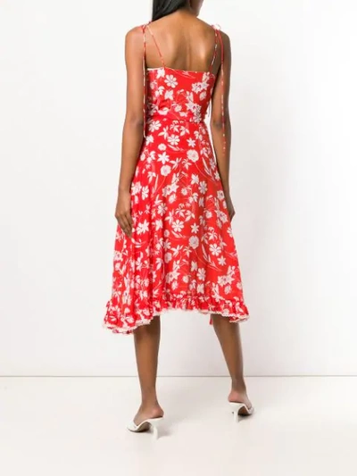 Shop Athena Procopiou Farah Floral Flared Dress In Red