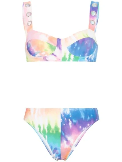 ACK AMORE TIE-DYE EYELET BIKINI - 橘色