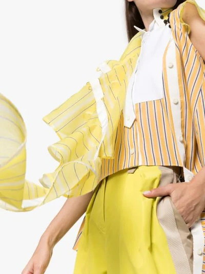 Shop Sacai Asymmetric Draped Detail Blouse - Yellow