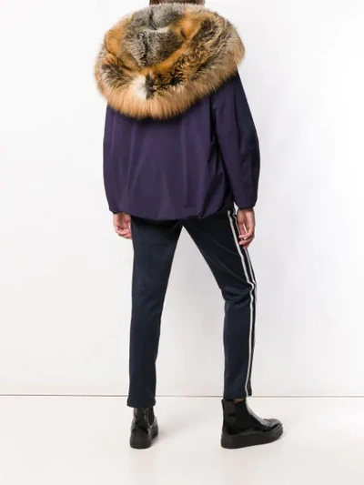 Shop Liska Fox Fur Hooded Jacket In Violett