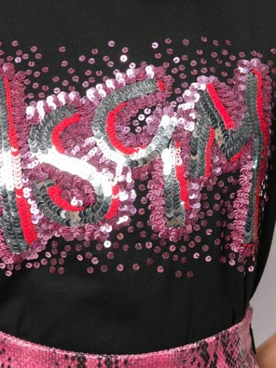 Shop Msgm Sequin Logo T-shirt In Black